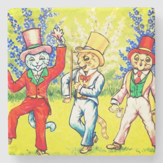 踊る猫 ストーンコースター (正面)