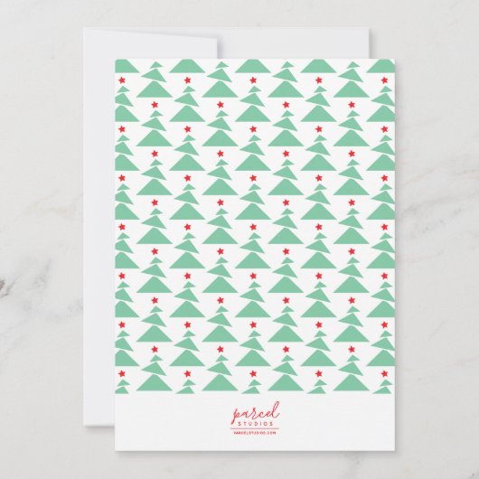 踊る現代のクリスマスツリー　緑と赤 ノートカード