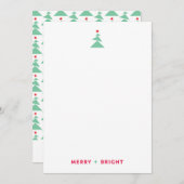 踊る現代のクリスマスツリー　緑と赤 ノートカード (正面/裏面)