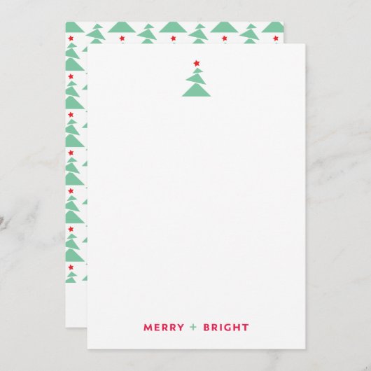 踊る現代のクリスマスツリー　緑と赤 ノートカード (正面/裏面)