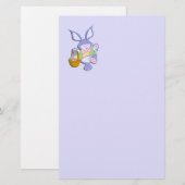 踊る紫色のイースターのウサギのラベンダー 便箋 (正面/裏面)