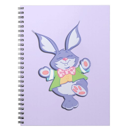 踊る紫色のイースターのウサギ ノートブック (正面)