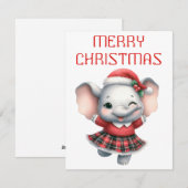 踊る象の赤ちゃん - クリスマスカード (正面/裏面)