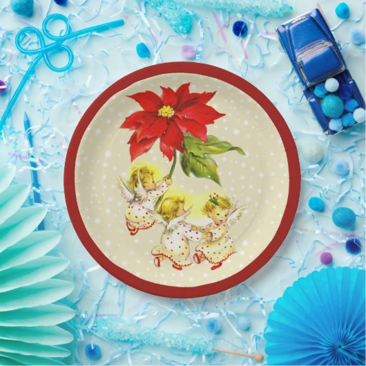 踊る赤ちゃん天使のクリスマスプレート ペーパープレート (パーティー)