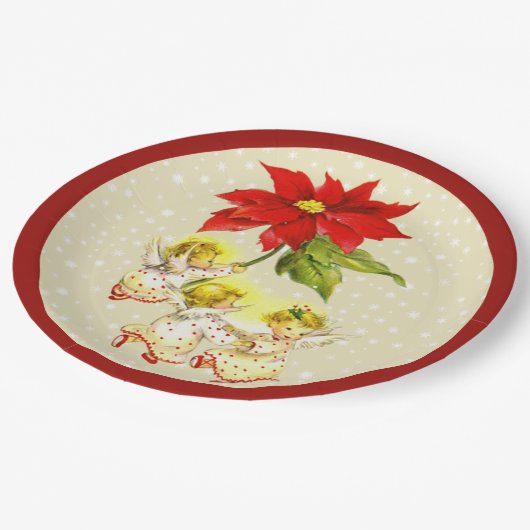 踊る赤ちゃん天使のクリスマスプレート ペーパープレート (アングル)