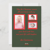 踊る雪だるまとトナカイのホリデー写真カード シーズンカード (裏面)