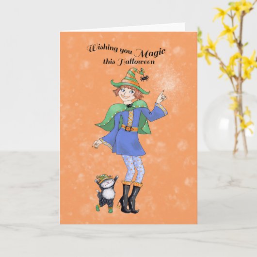 踊る魔女 カード (黄色い花)