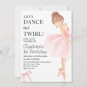 踊ろうバレリーナガールTWIRLバレリーナガール1st誕生日 招待状 (正面)