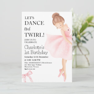 踊ろうバレリーナガールTWIRLバレリーナガール1st誕生日 招待状