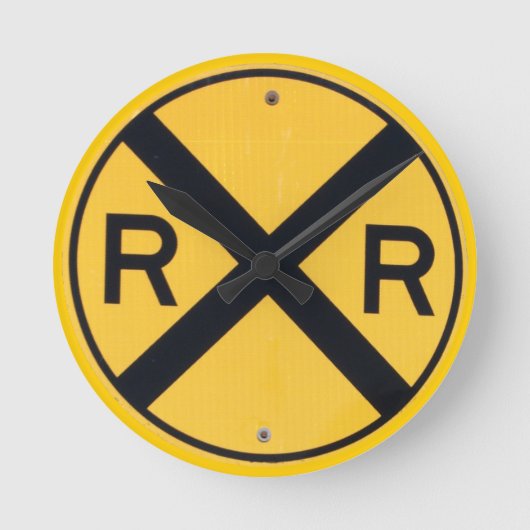 踏切標識 ラウンド壁時計 (正面)