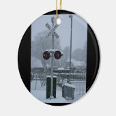 踏切(青い) セラミックオーナメント (左)