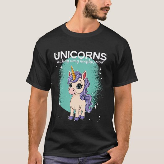 蹄の一歩一歩を大切にするユニコーン ユニコーン Tシャツ (正面)