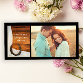 蹄鉄とサテン西欧の結婚式 セーブザデート