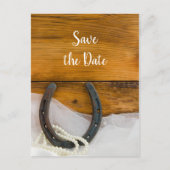 蹄鉄と真珠のウェスタンウェディング日付を保存 案内ポストカード (正面)