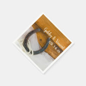 蹄鉄と真珠のカントリーウェスタン結婚ズ スタンダードカクテルナプキン (角)