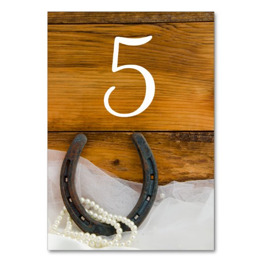 蹄鉄と真珠のカントリーウェスタン結婚ズ テーブルナンバー (正面)