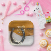 蹄鉄と真珠のカントリーウェスタン結婚ズ ペーパープレート (パーティー)