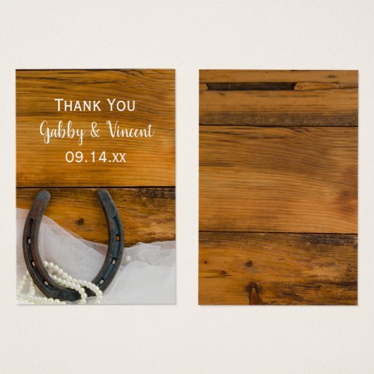 蹄鉄と真珠の国の結婚式のメッセージカード (正面&裏面)