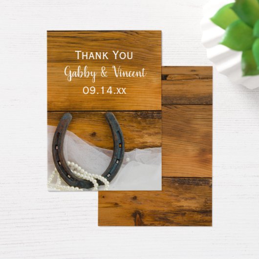 蹄鉄と真珠の国の結婚式のメッセージカード (デスク)