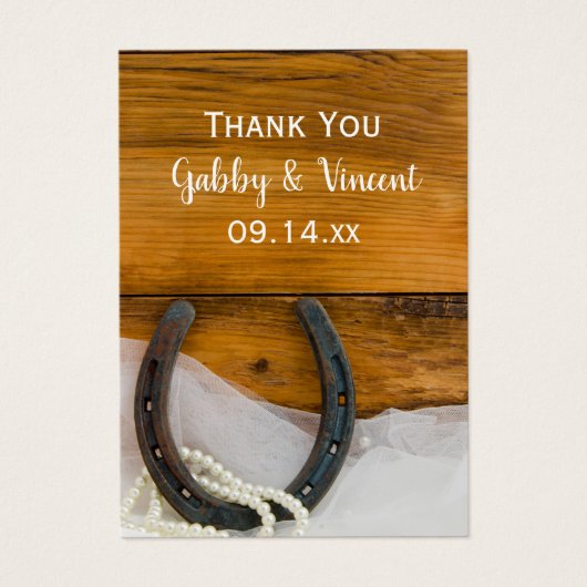 蹄鉄と真珠の国の結婚式のメッセージカード (正面)