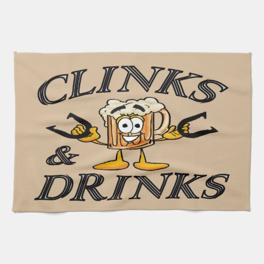 蹄鉄のピッチングのタオルClinks飲み物 キッチンタオル (横)