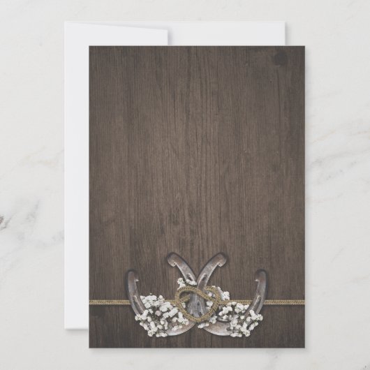 蹄鉄の赤ちゃんの息の素朴結婚式招待状 招待状 (裏面)