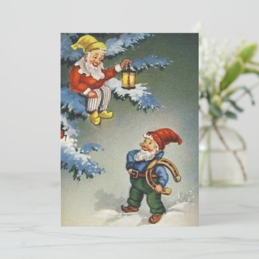 蹄鉄を持つヴィンテージクリスマス格言 シーズンカード (スタンド正面)