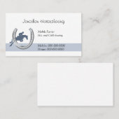 蹄鉄を通って跳んでいる青い馬 名刺 (正面/裏面)