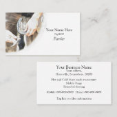 蹄鉄を釘付けしている蹄鉄工 名刺 (正面/裏面)