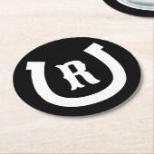 蹄鉄カスタムモノグラム飲み物用コースター ラウンドペーパーコースター (アングル)