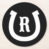 蹄鉄カスタムモノグラム飲み物用コースター ラウンドペーパーコースター (正面)