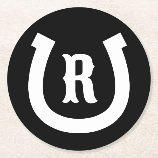 蹄鉄カスタムモノグラム飲み物用コースター ラウンドペーパーコースター (正面)