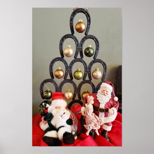 蹄鉄クリスマスツリーSanta Clause写真 ポスター (正面)