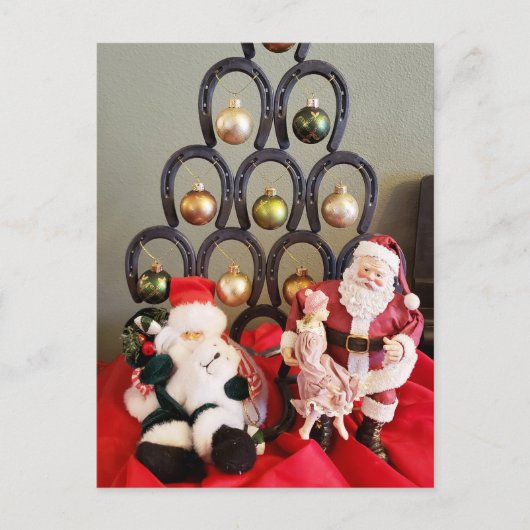 蹄鉄クリスマスツリーSanta Clause写真 ポストカード (正面)
