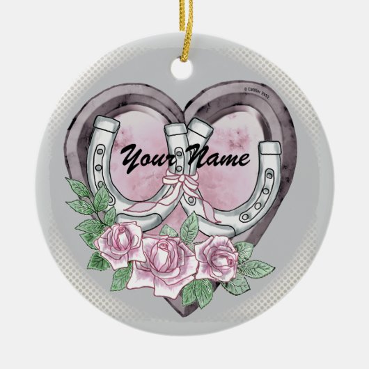 蹄鉄ハートカスタムオーナメント セラミックオーナメント (正面)
