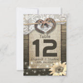 蹄鉄ハート結婚のテーブル番号座席場所 招待状 (裏面)