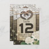 蹄鉄ハート結婚のテーブル番号座席場所 招待状 (正面/裏面)