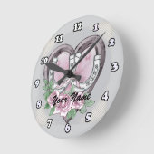 蹄鉄ハート結婚の時計 ラウンド壁時計 (傾斜)