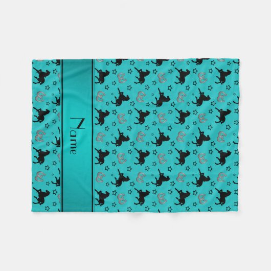 蹄鉄パーソナライズな一流のターコイズの馬の星 フリースブランケット (正面(横))