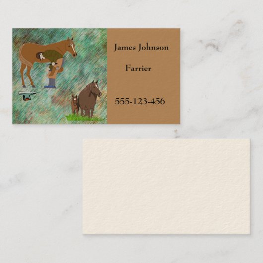 蹄鉄工のHorseshoeingの馬の名刺 名刺 (正面/裏面)