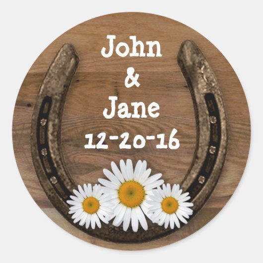 蹄鉄結婚のステッカー ラウンドシール (正面)