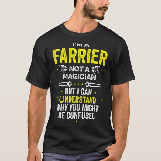 蹄鉄職人の魔法使い 馬の蹄鉄打ち 馬の蹄切り Tシャツ (正面)