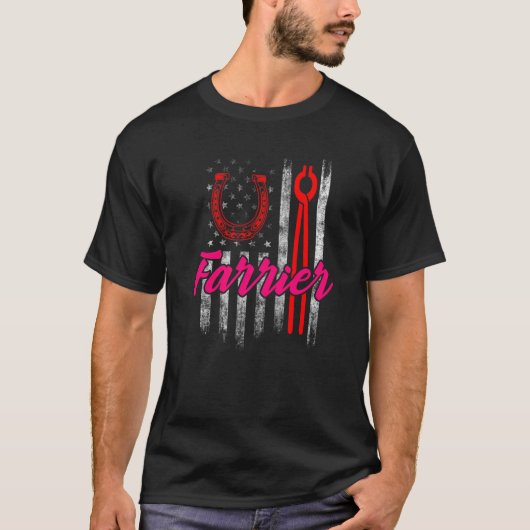 蹄鉄職人 馬の蹄鉄蹄切り 馬の蹄鉄打ち Tシャツ (正面)