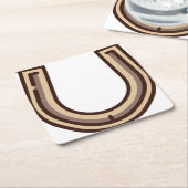 蹄鉄 スクエアペーパーコースター (アングル)