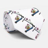 蹴りのスクーター及び花の水彩画の芸術の首のタイ ネクタイ (ロール)