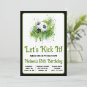 蹴ろうぜ!サッカーをテーマにしたキッズ誕生日 招待状 (スタンド正面)