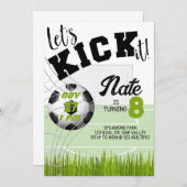 蹴ろうサッカーパーティーサッカー誕生日 招待状 (正面/裏面)