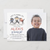 蹴ろう忍者戦士の空手フォト誕生日 招待状 (正面)