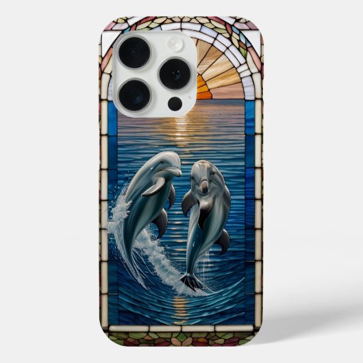 躍動するイルカのステンドグラスアート Case-Mate iPhoneケース (裏面)