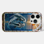 躍動するイルカのステンドグラスアート Case-Mate iPhoneケース (裏面 (横))
